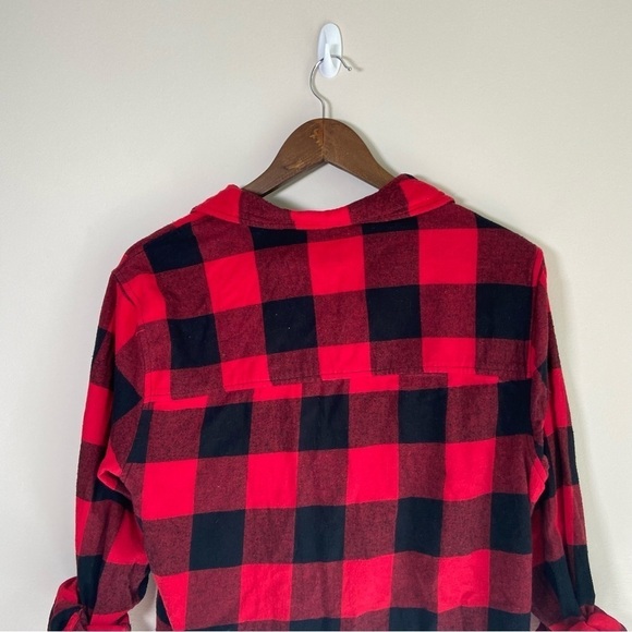 H&M Regular Fit Twill Shirt Oversized Flannel Button Down Red Medium - Picture 5 of 8